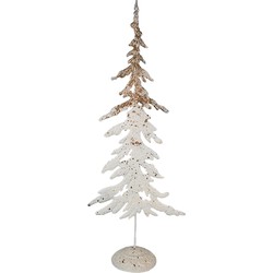 Clayre & Eef Decoratie Beeld Kerstboom 45 cm Wit Bruin IJzer