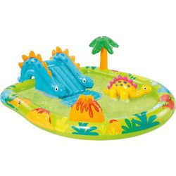 Opblaasbaar speeltoestel - INTEX - Kleine Dino - 143 Liter - 2 jaar+ - 191 x 152 x 58 cm - Inclusief: glijbaan, fontein, opblaasbare dino