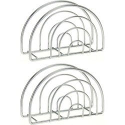 Zilveren servetten houder van metaal - 2x - Tafeldecoratie - Servethouders