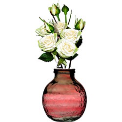 Natural Living Bloemenvaas Lourdes - roze transparant - gerecycled glas - D25 x H30 cm - Ronde vorm - Vazen