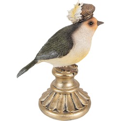 Clayre & Eef Decoratie Beeld Vogel 17 cm Grijs Polyresin