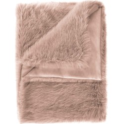 Heckett & Lane Fake Fur Plaid Perle - shady pink 140x200cm