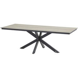 Minerva Tafelframe Antracite met HPL Teak Pattern Tafelblad 220 x 95 cm