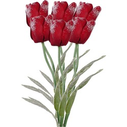 Boeketje kunstbloemen 6 tulpen rood 65 cm - Kunstbloemen