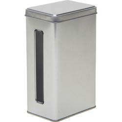Keuken opbergblik/bewaarblik met venster - 11 x 7 x 17 cm - Zilver - Voorraadblikken