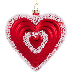 4 inch Glass Red Heart Orn 11,43x10,16x4,318 cm kerstornament