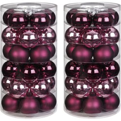 Tube met 60x roze en rode kerstballen van glas 6 cm glans en mat - Kerstbal