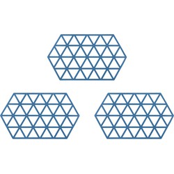 Krumble Siliconen pannenonderzetter Hexagon lang - Blauw - Set van 3