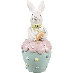 Clayre & Eef Decoratie Beeld Konijn Wit Blauw Kunststof