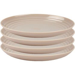 PlasticForte Rond bord/camping bord - 4x - D22 cm - beige - kunststof - Dinerborden