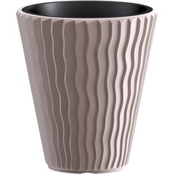 Prosperplast Plantenpot/bloempot Sand Waves - buiten/binnen - kunststof - beige - D30 x H33 cm - Plantenpotten