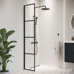 Badplaats Douchewand Essos 40 x 200 cm - Zwart – Inloopdouche 8 mm Veiligheidsglas