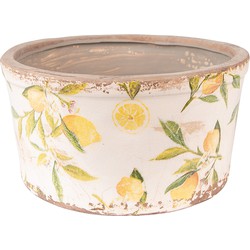 Clayre & Eef Bloempot  Ø 16x9 cm Geel Keramiek Citroen Bloempot binnen