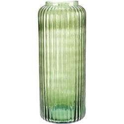 Excellent Houseware glazen vaas / bloemen vazen - groen - 15 x 37 cm - Vazen