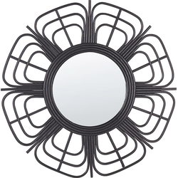 PASAKU - Wandspiegel - Zwart  - Rotan