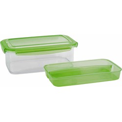 Groene lunchbox met bestek bakje 1,9 liter - Broodtrommels