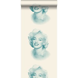 Origin behang Marilyn Monroe wit en turquoise