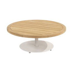 Volta teak salontafel centrale poot wit 80 cm dia. H30 cm 4SO