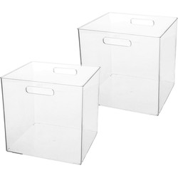 Set van 2x stuks creme potjes/flesjes/make-up houder/box vierkant 31 x 31 cm van kunststof - Opbergbox