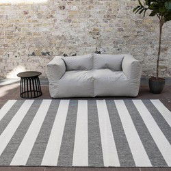 Buitenkleed Stripes Grijs/Wit dubbelzijdig Grijs,Wit - Polypropyleen