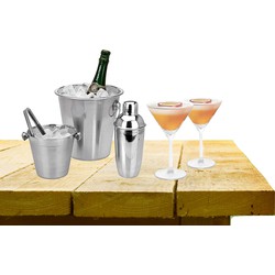 Complete bar set met 4x Martini cocktailglazen en cocktailshaker - Cocktailglazen