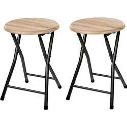 4x stuks bijzet krukje/stoel - Opvouwbaar - zwart/hout - 46 cm - Bijzettafels
