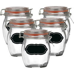 Weckpot/inmaakpot - 10x - 750 ml - glas - met beugelsluiting - incl. etiketten - Weckpotten