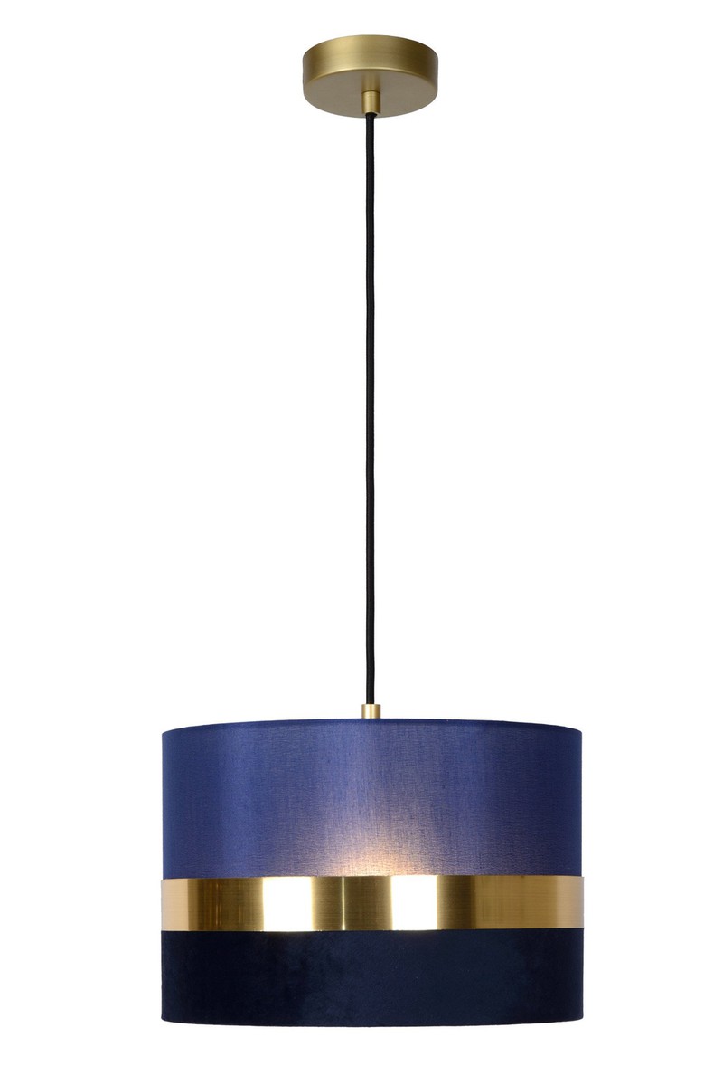 Elegant eenvoudige retrohanglamp 30 cm Ø E27 blauw en goud - 