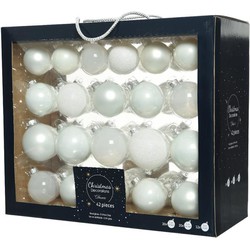 42x Glazen kerstballen glans/mat/glitter winter wit 5-6-7 cm kerstboom versiering/decoratie - Kerstbal