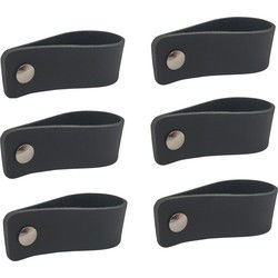 XIVADA Leren Handgreep Juqa - Boren - Leer - Zwart - Set van 6
