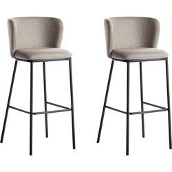 MINA - Barkruk set van 2 - Taupe - Polyester