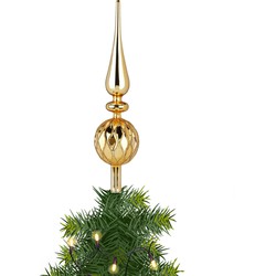 Kerst piek van glas goud gedecoreerd H31 cm - kerstboompieken