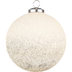 Clayre & Eef Kerstbal  Ø 12 cm Beige Glas Metaal Kerstdecoratie