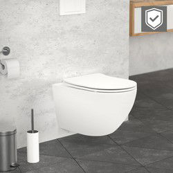 Wandcloset in mat wit keramiek 52 cm lang Randloos met nano-afdichting & soft-close Luxebath