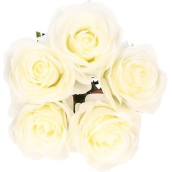 Witte roosjes kunst tak 45 cm 5 stuks - Kunstbloemen