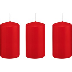 6x stuks luxe Stompkaars/Cilinderkaars - 6x12 cm - 40 branduur - Rood - Stompkaarsen