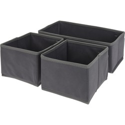 Kast opberg/opruim manden 3-delig donkergrijs 28 x 14 x 11 cm - Opbergmanden