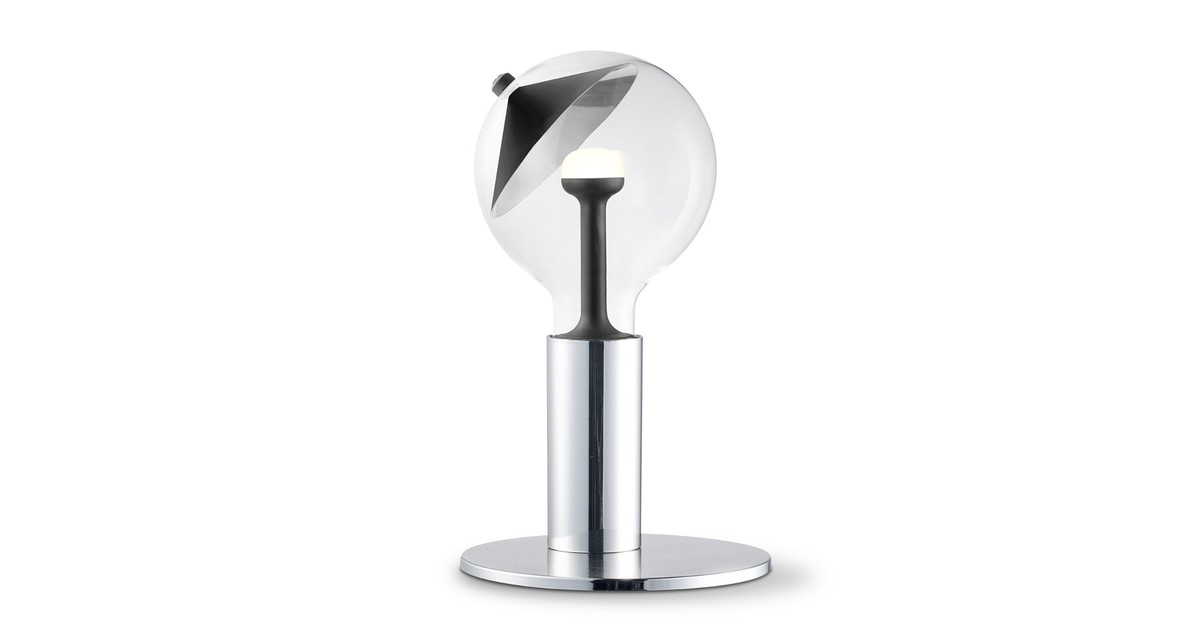 Move Me tafellamp Side - chroom / Cone 5,5W - zwart zilver