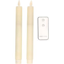 Op afstand bedienbare LED kaarsen/dinerkaarsen ivoor 23 cm 2 stuks - LED kaarsen