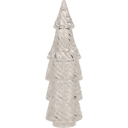 Clayre & Eef Glazen potje Kerstbomen Ø 7x24 cm Transparant Glas Voorraadpot Deksel
