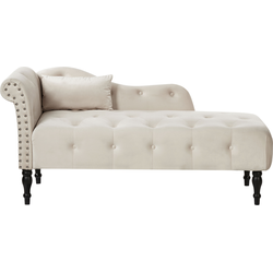 Beliani IVRY - Chaise longue-Beige-Fluweel