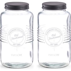 2x Glazen voorraadpotten/bewaarpotten 2000 ml Old Fashioned 23 x 12 cm - Voorraadpot