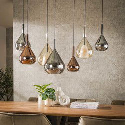 Hanglamp - Amber Glas - 120x40x150cm - 7-Lichts - Wings
