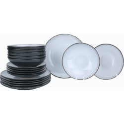 Luzzo® Oland Serviesset  6 persoons - 18 delig - Stoneware servies - Grijs