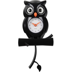 Karlsson - Wandklok Owl Pendulum - Zwart