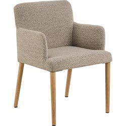 Eetkamerstoel - Beige - Stof - Zithoogte 48cm - Zumen - Set van 2