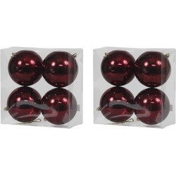 8x Kunststof kerstballen glanzend bordeaux rood 12 cm kerstboom versiering/decoratie - Kerstbal