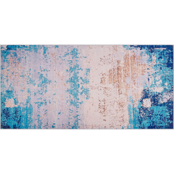 INEGOL - Laagpolig vloerkleed - Lichtblauw - 80 x 150 cm - Polyester