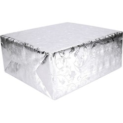 Set van 3x stuks luxe zilveren kerst cadeaupapier/inpakpapier 500 x 76 cm op rol - Cadeaudoosjes