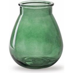 Bloemenvaas druppel vorm type - mistic groen/transparant glas - H17 x D14 cm - Vazen